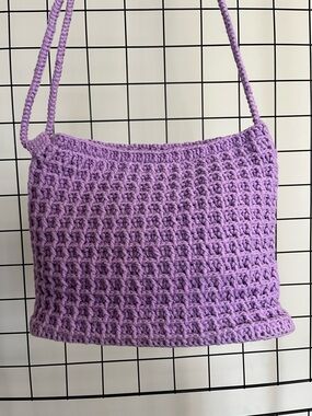 Lavender Crochet Bag- adjustable strap